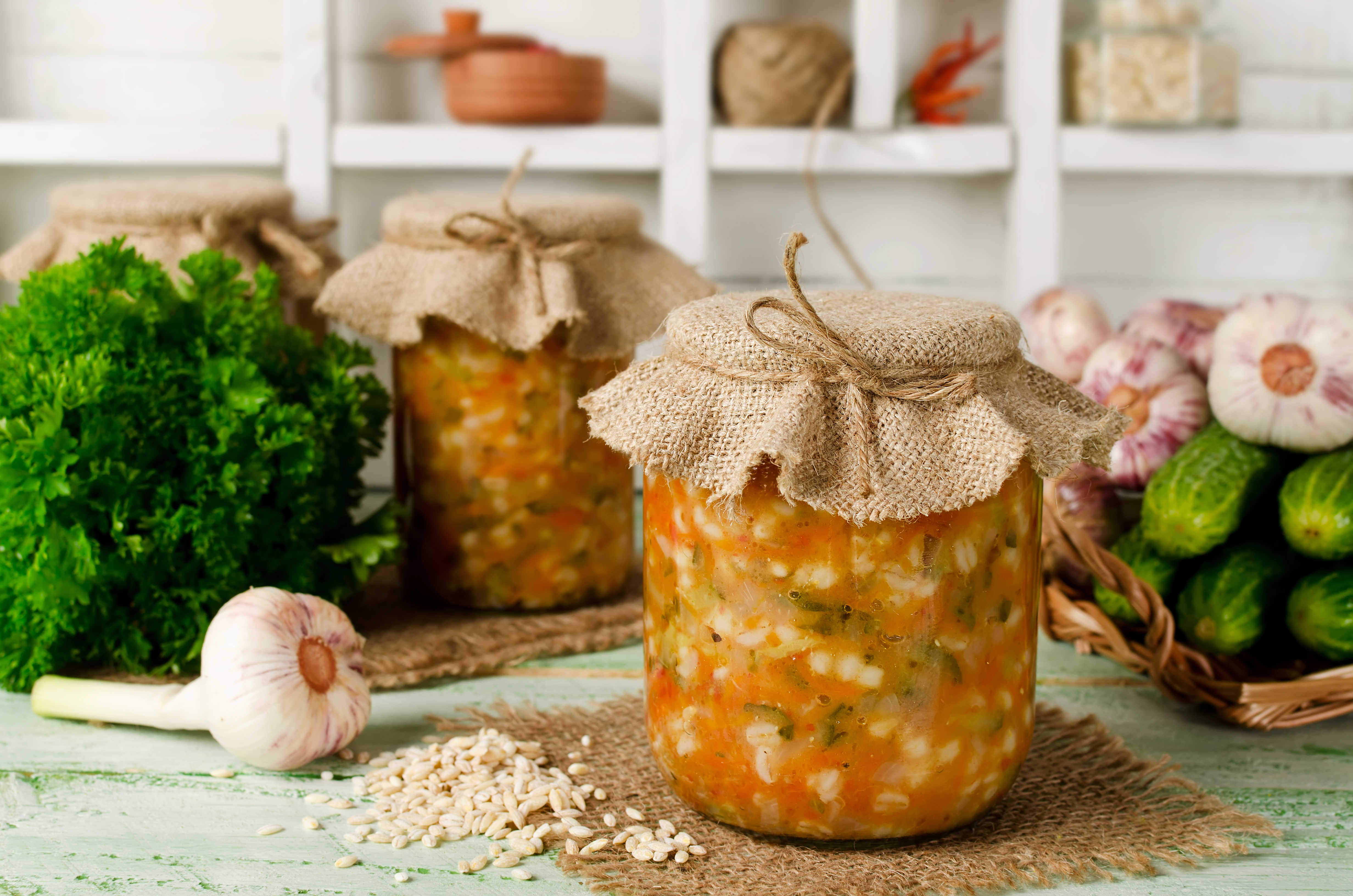 vegetable soup in jar