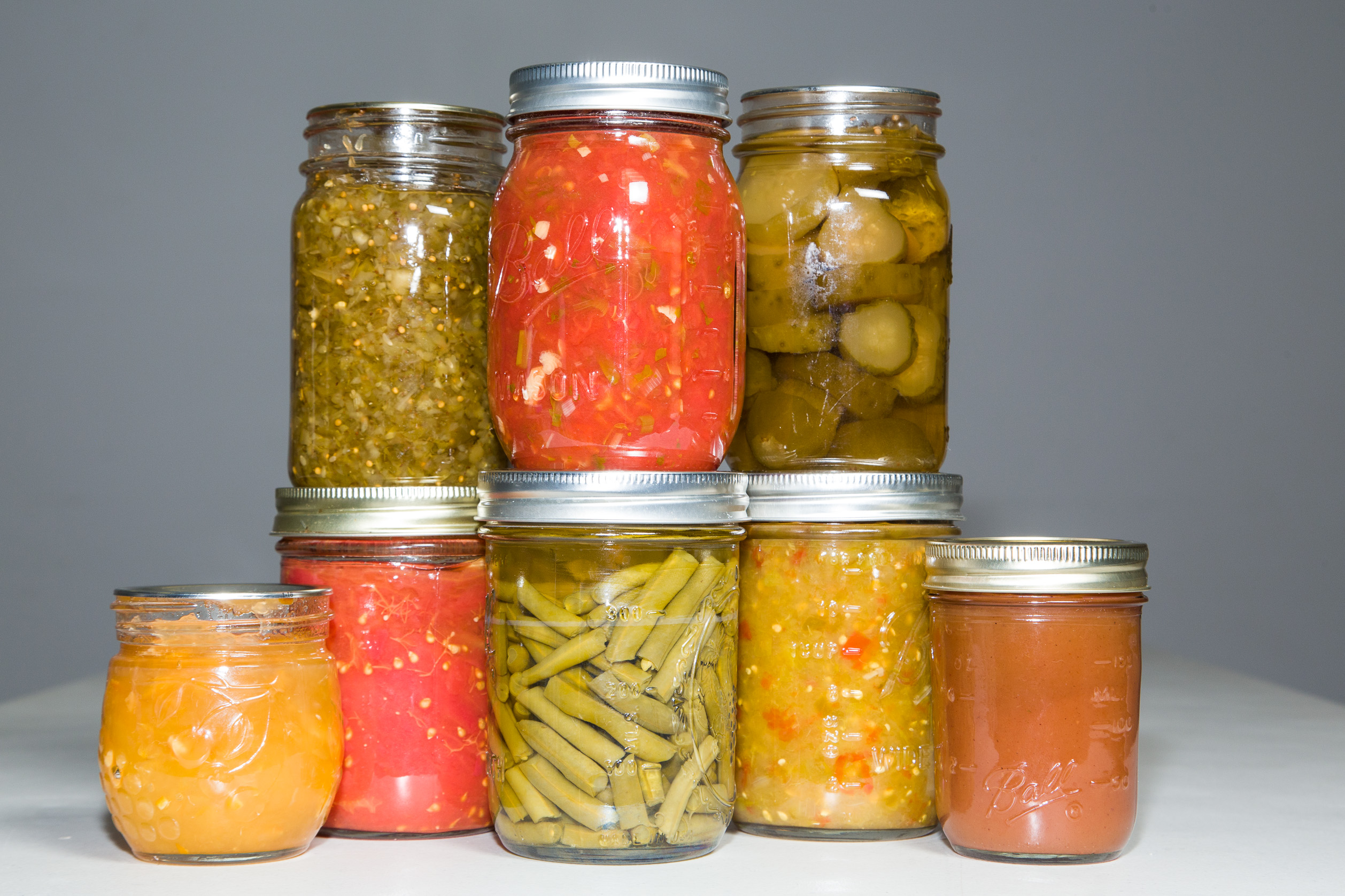 Jars of home canned vegetables