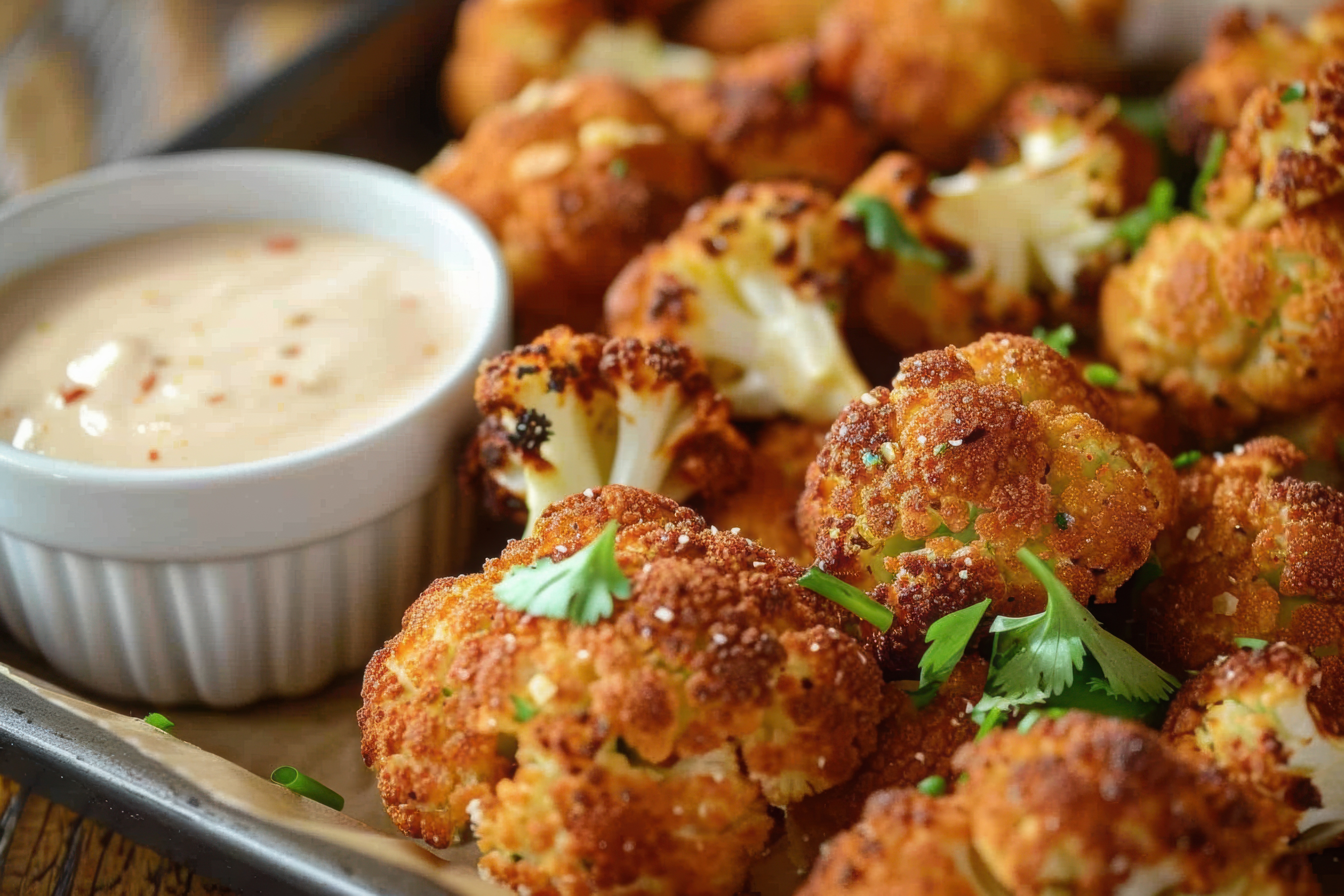 cauliflower bites with dipping sauce