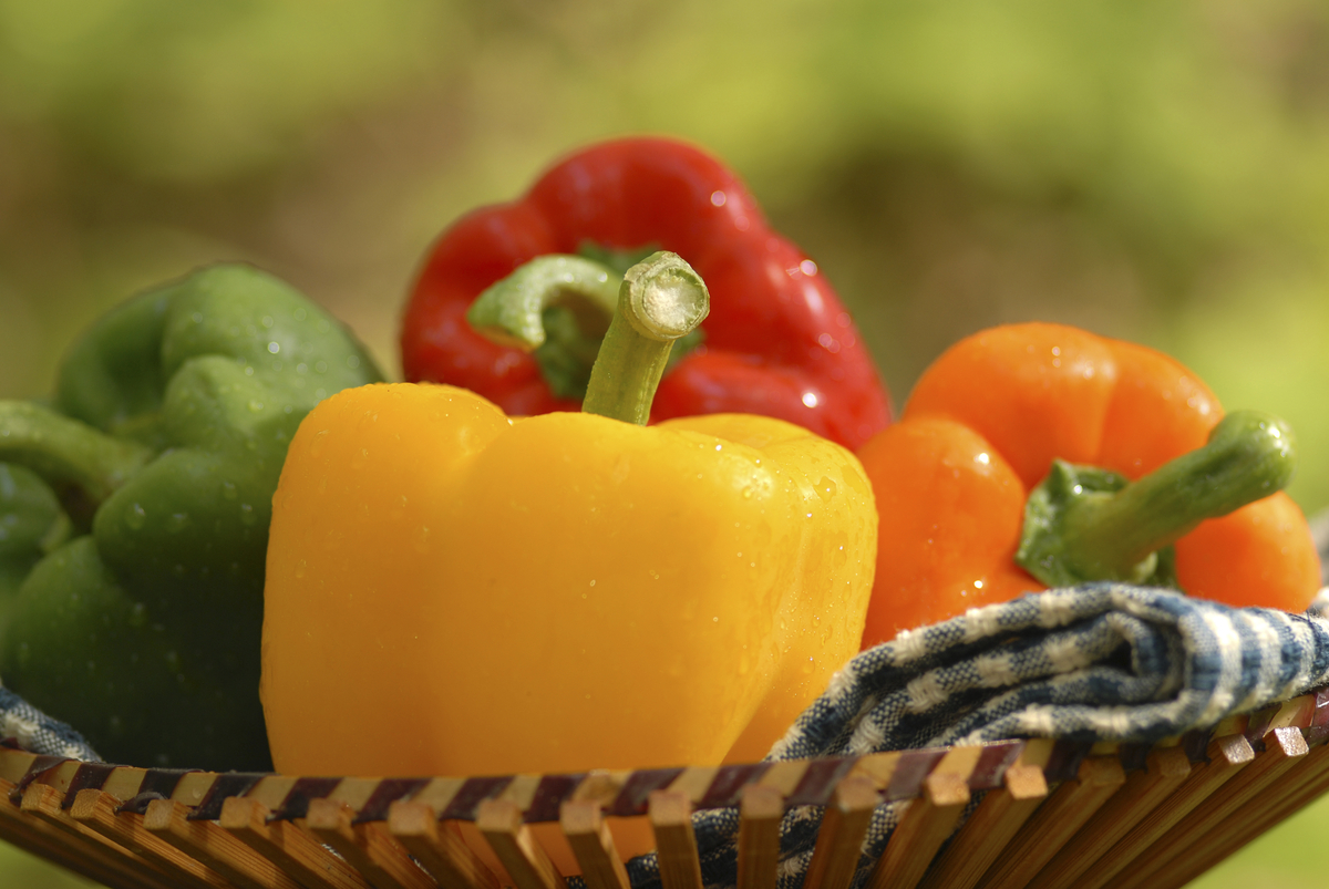 Peppers in small basket