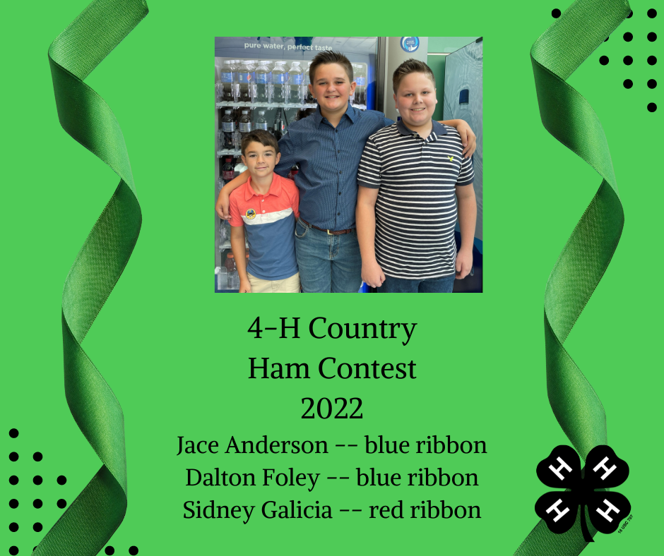 Three boys & 4-H Country Ham Contest 2022 Results