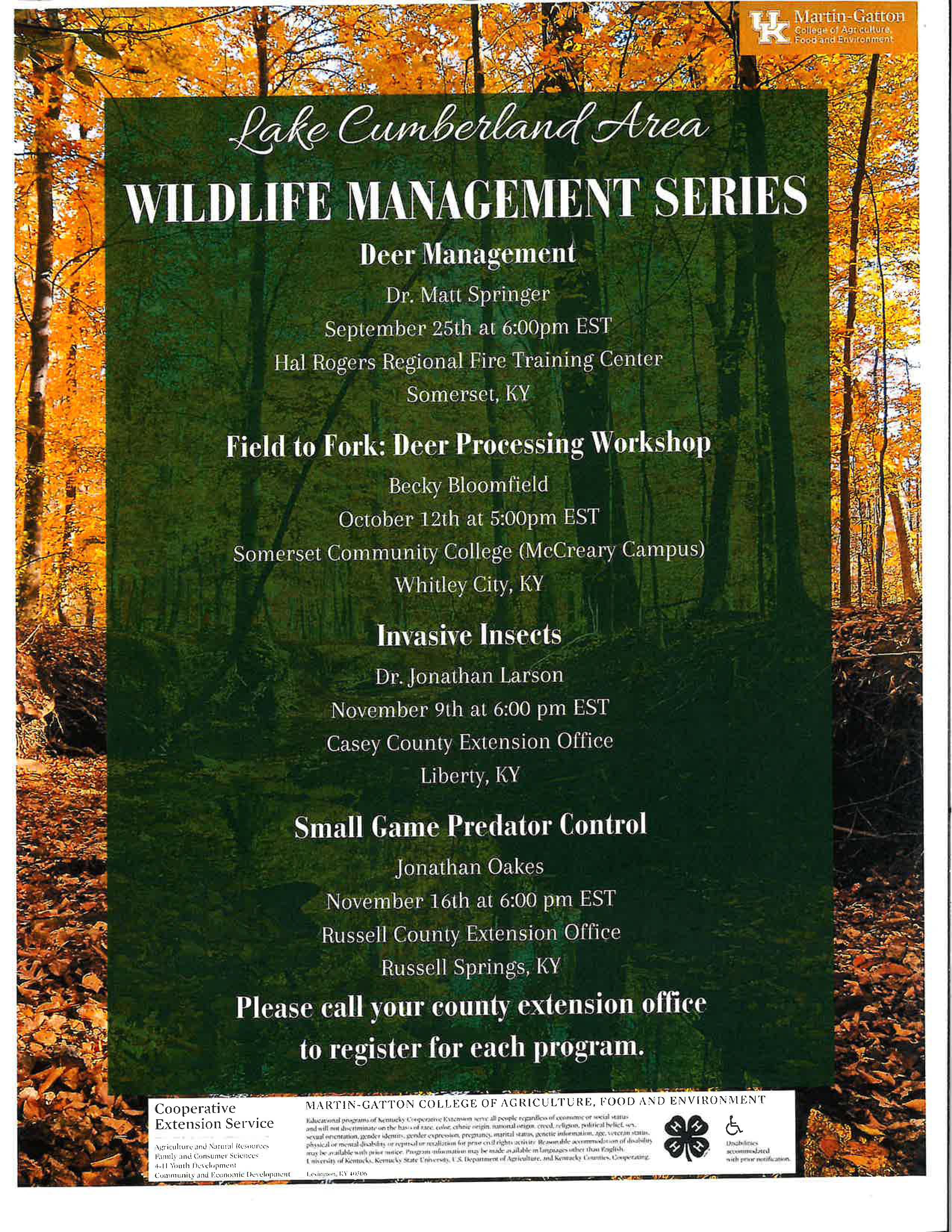 Lake Cumberland Wildlife Management Series flyer