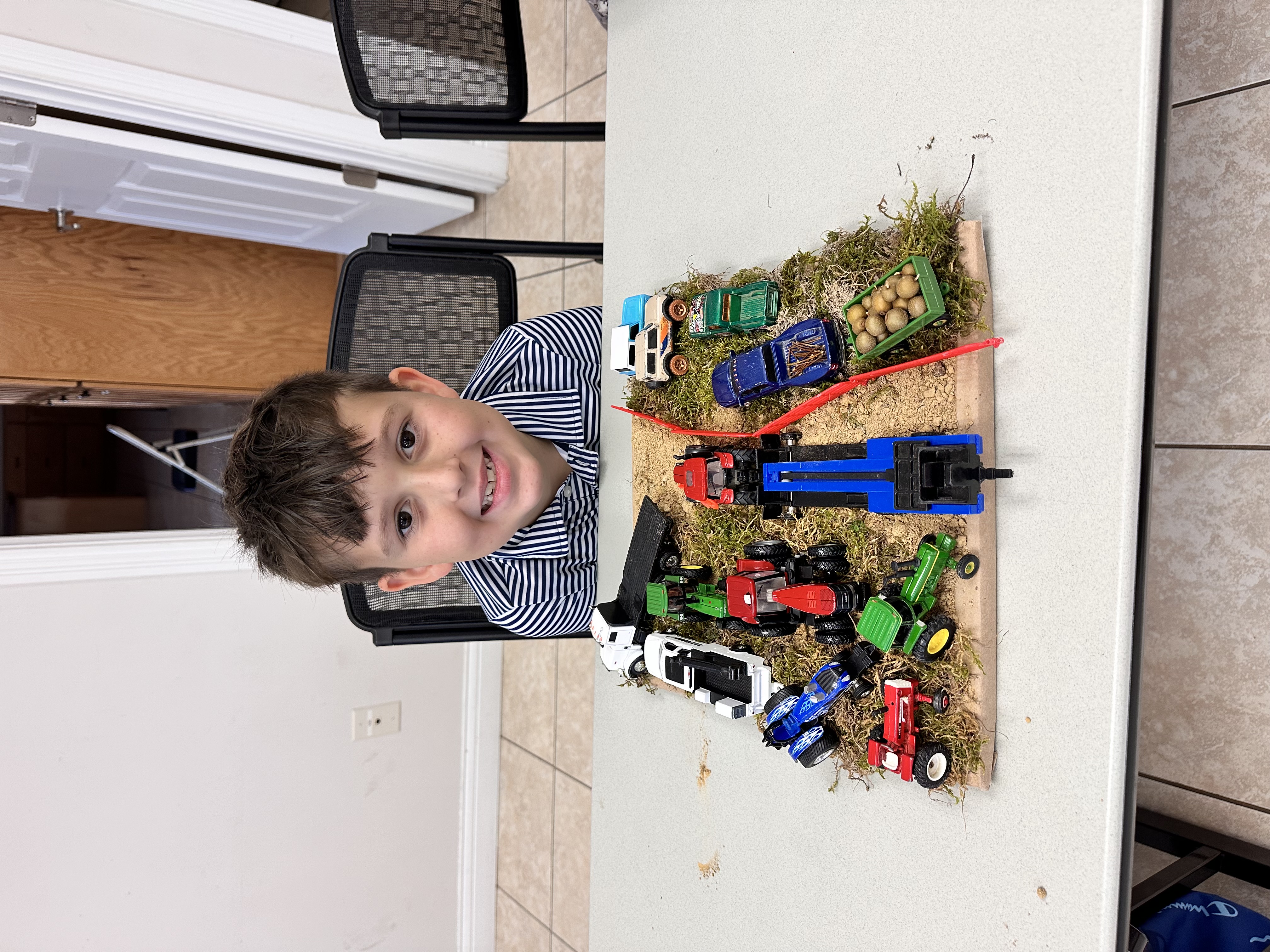 Boy with farm display