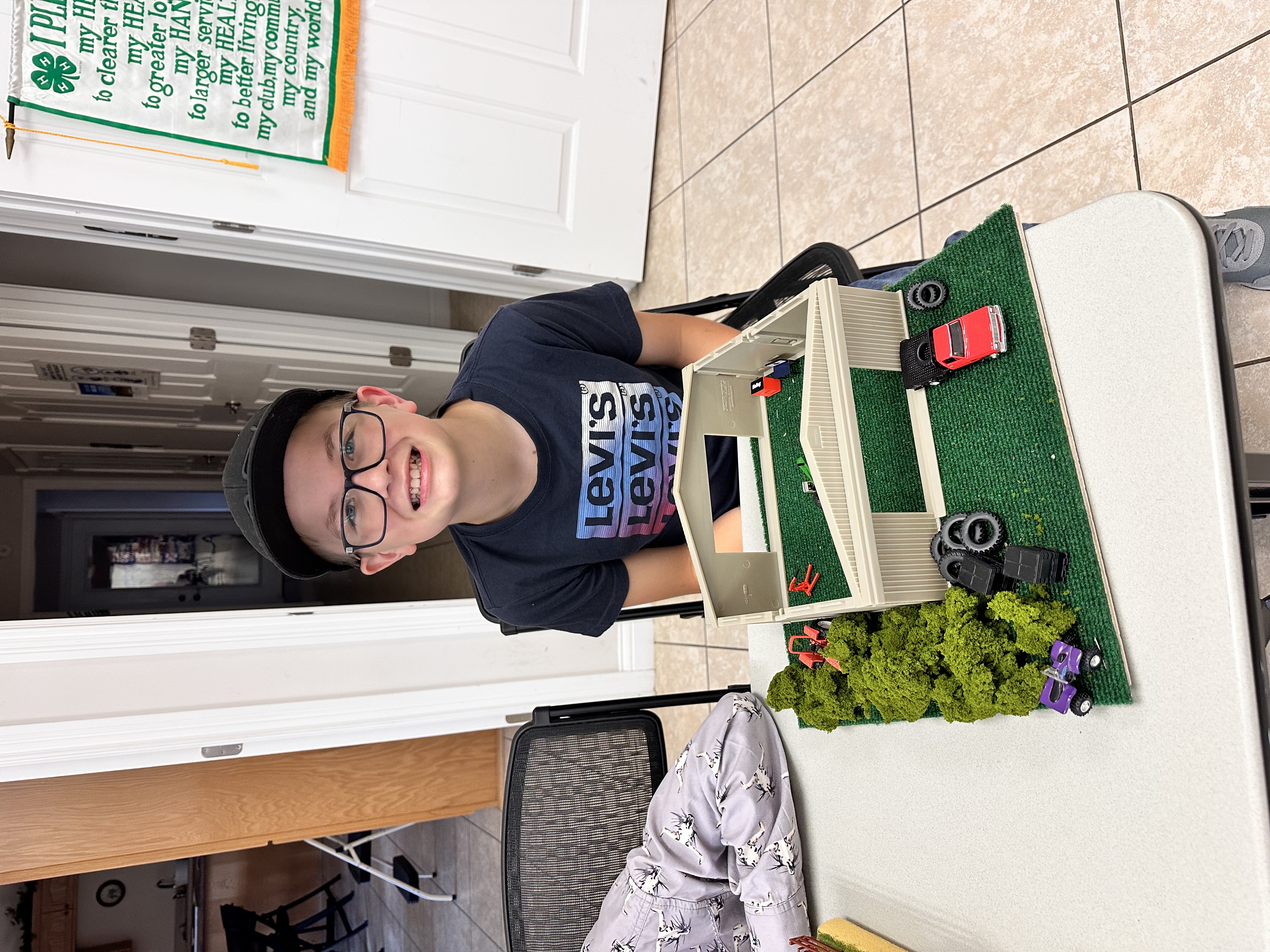 Boy with farm display