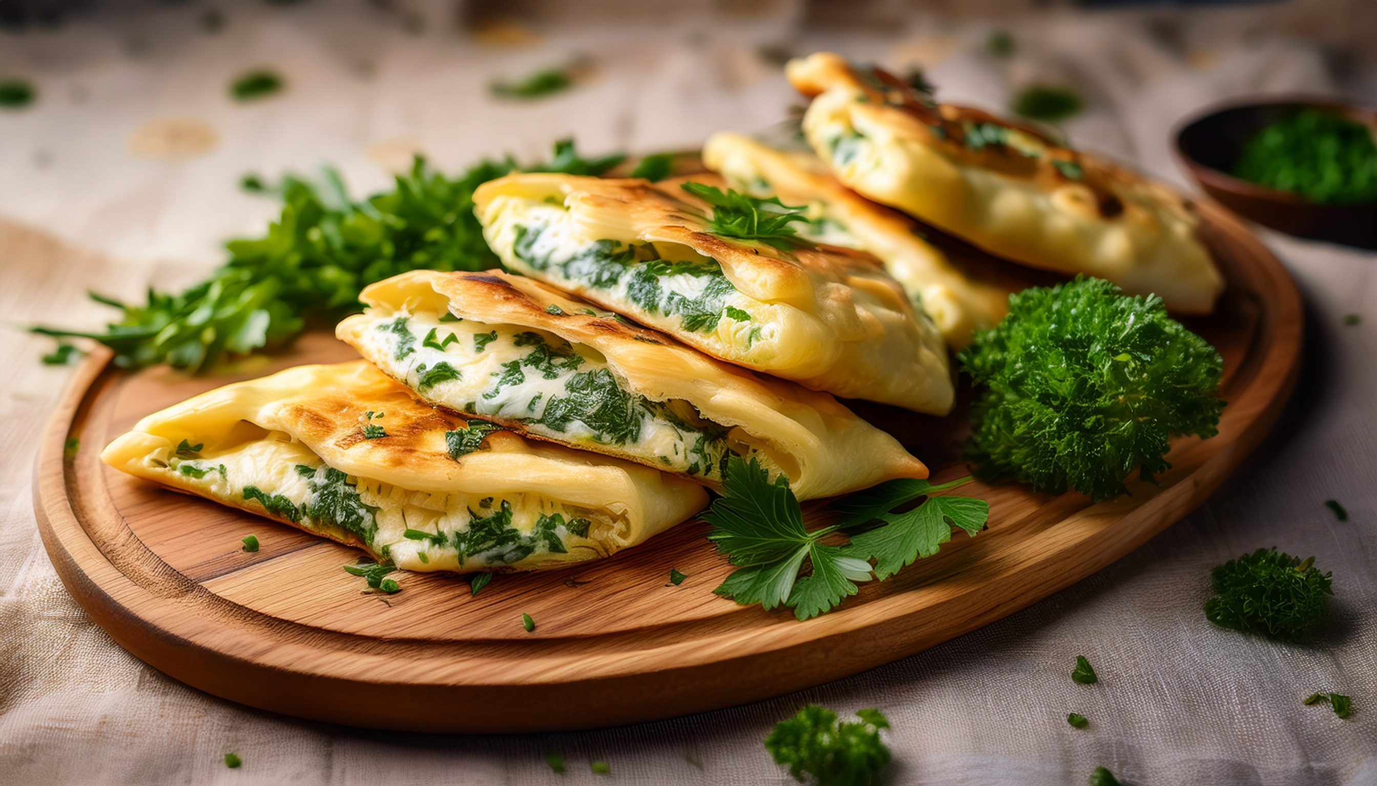 stuffed flatbread on tray