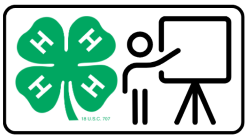 4-H clover with demonstration graphic