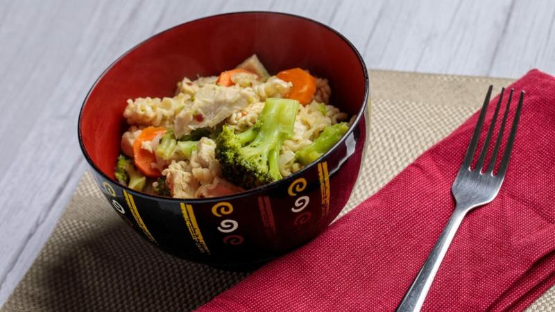 Ramen skillet dinner in a bowl