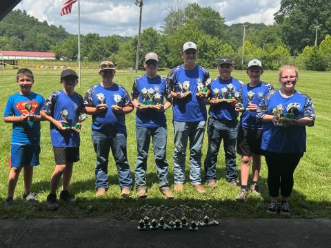 children with trophies